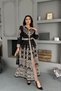 Atlas Thick Inner Show-Through Fabric Dress (K Belt Included)-Black-W2609