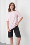 Women's Pink Black Cotton Piece Combed Cotton Short Sleeve Pocketed Shorts Set - 6
