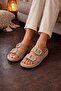Penn Women's Double Buckle Stone Soft Orthopedic Sole Slipper
