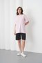 Women's Pink Black Cotton Piece Combed Cotton Short Sleeve Pocketed Shorts Set - 3