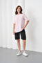 Women's Pink Black Cotton Piece Combed Cotton Short Sleeve Pocketed Shorts Set - 5