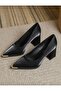 Elegant Minimalist Design Women's High Heels with Pointed Toe, Thick Heel Black - 3