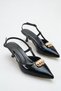 Women's high heel shoes - 5 cm Stiletto Heel pointed toe women's stiletto shoes patent leather black - 7