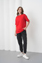 Women's Red-Black Cotton Pack Crew Neck T-Shirt Pocketed Jogger Pants Top and Bottom Set - 4