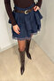 Belt Pcs Lace Detailed Mini Skirts - Blue - 2