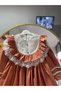 Vintage Inspired Lace Detailed 100% Cotton Girls' Dress - Cinnamon & Ecru - 4