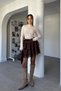 Belt Li Lace Detailed Mini Skirt - Brown - 4