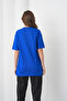Women's Cobalt Blue-Black Cotton Pack Crew Neck Pocketed Jogger Pants Top and Bottom Set - 8