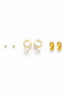 Women's Steel 3-Piece Earring Set Does Not Fade