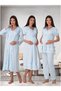 Women's Blue Short Sleeve Lace Detailed Summer Stylish Maternity Pajama Set Nightgown 4-Piece Set - 2
