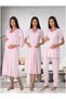 Women's Powder Short Sleeve Lace Detailed Summer Stylish Maternity Pajama Set Nightgown 4-Piece Set - 6