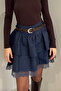 Belt Pcs Lace Detailed Mini Skirts - Blue - 6