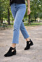 Vera Women's Suede Shoes Buckled Ankle Strap Back Zipper Daily Comfortable Short Heeled Boots - 7