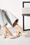 Geran yan back open With Scarf women's shoes beige leather - 3