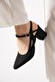 Geran yan arka open With Scarf women's shoes black satin - 4
