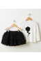 Girl's Combed Cotton Suit with Floral Zigzag Tulle Skirt, Ages 3-6 - 2