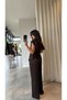 Gold Buckled Asymmetrical Cut Special Design Satin Blouse Trouser Set - 5
