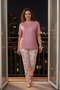 Women's Short Sleeve Stretch Fabric Plus Size Pajama Set Dusty Rose - 2