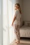 Women's Short Sleeve Stretch Fabric Pajama Set Ecru - 5