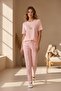 Women's Short Sleeve Stretch Fabric Pajama Set Salmon - 6