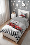 Red Race Car Patterned Single Baby Kids Bedding Set - 3