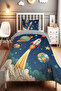 Blue Space Travel Patterned Single Baby Kids Bedding Set
