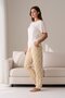 Women's Short Sleeve Stretch Fabric Pajama Set Beige