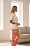Women's Short Sleeve Stretch Fabric Pajama Set Orange - 4