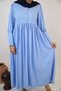 Shaati - Mystical Linen Maxi Dress with Ruffles Detailing and Snug Fitting Sleeves - Baby Blue - 4