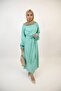 Sati - Enchanting no sheer maxi dress with front wrapped belt and pleated sleeves - Neon Green - 2