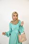 Sati - Enchanting no sheer maxi dress with front wrapped belt and pleated sleeves - Neon Green - 7