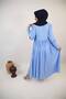 Shaati - Mystical Linen Maxi Dress with Ruffles Detailing and Snug Fitting Sleeves - Baby Blue - 6