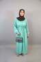 Tufaha- Youthful no sheer maxi dress with smocking belt and balloon sleeve- Leaf Green