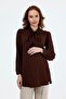 Maternity Blouse, Collar Tie Detail, Viscose Lycra Blended Fabric