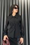 Kol Tulle Detailed Covered Buttoned Shirt-Black Black - 2