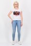 Women Round Neck Cap Sleeve Graphic Print T-shirt, White - 2