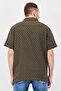 Men Regular Fit Short Sleeve Textured Casual Shirt, Olive - 3