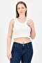 Women Crew Neck Sleeveless Ribbed Tank Top, Off White