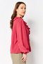 Women V-Neck Textured Long Sleeve Blouse, Dark Pink - 2