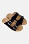 Men Suede Slip On Arabic Sandals, Navy - 3
