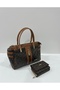 Luxury Design Luxury Hand & Shoulder Bag with Gold Detail, Special Design Bag and Matching Wallet 22X28 cm - 4