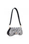 White Gold Buckled Zebra Patterned Women's Shoulder Bag |   White Mt1606 - 5