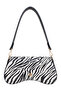 White Gold Buckled Zebra Patterned Women's Shoulder Bag |   White Mt1606 - 7