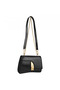 Modern Lock Design Black Chain Strap Piece Women's Set Shoulder Bag |   Black T8306 - 7
