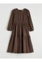Lcw Girls Studio Brown Crew Neck Ruched Girls' Dress - 4