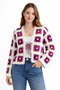 Purple Crochet Square Motif Y Wool Cardigan - 6