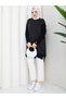 Women's Sleeves Corded Fabric Mercerized Silk Kupra Knitwear Tunic - 3