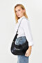 Patent Leather Leather Knot Detailed Oval Form Leopard Lined Large Size (38X22) Women Shoulder Bag - 3