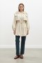 Women's Balon Sleeve Detail Belt Pack Short Trenchcoat 32450Trc - 2