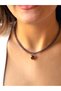 Gift for Lover Purple Natural Stone Heart Necklace and Steel, Elegant and Lightweight